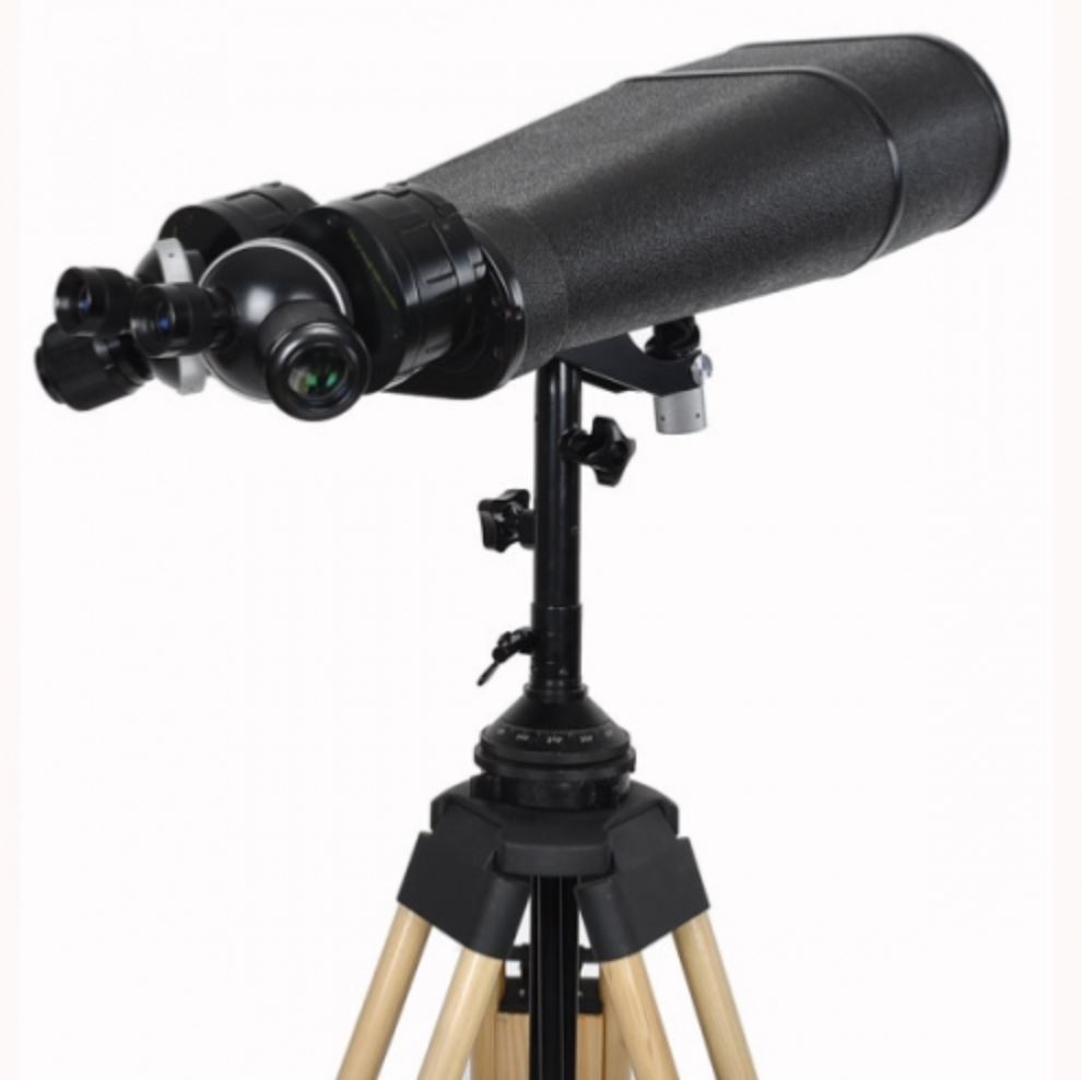 Jumelles d'astronomie géantes bi-oculaires 25-40x100 DIGITAL OPTIC EGEON avec trépied en bois