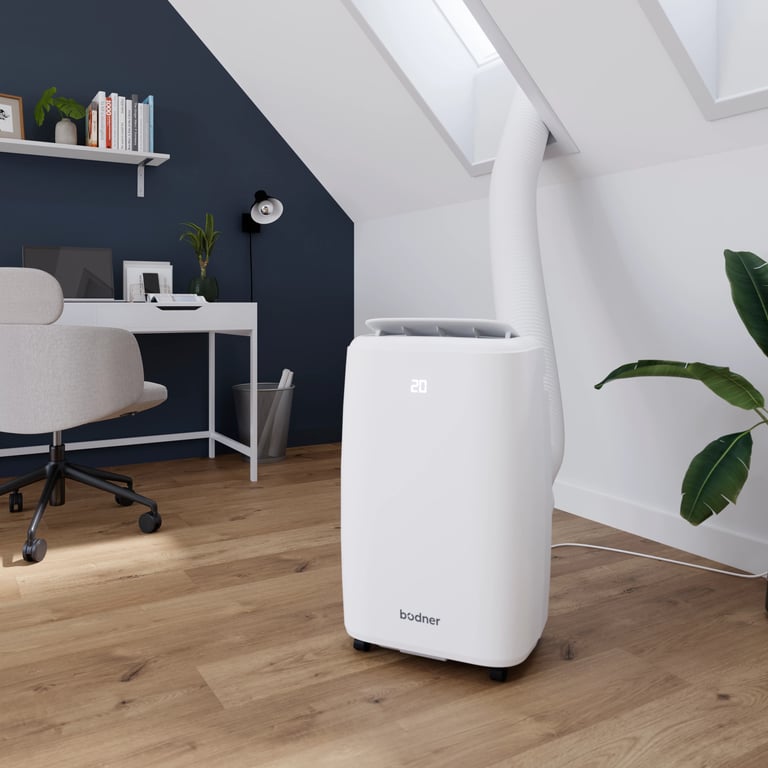 Bodner - Kuban 9000 BTU + kit d'installation - Climatiseur mobile, 3 vitesses, 20 m2, blanc (H. 71,5 x l. 44 x P. 33,5 cm) – Image 5