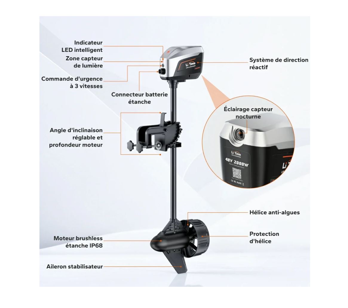Moteur hors-bord électrique Argoseeker A2 48V 2000W – Image 4