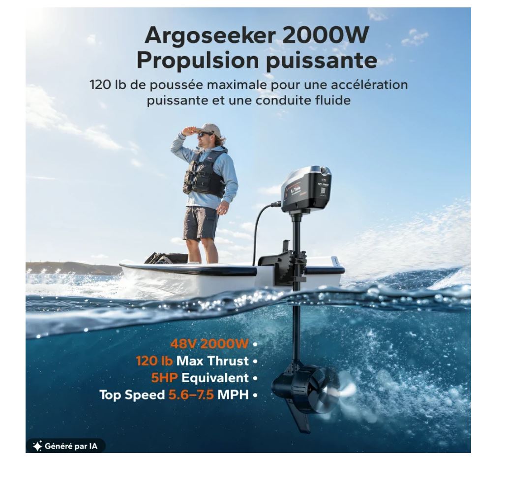 Moteur hors-bord électrique Argoseeker A2 48V 2000W – Image 12